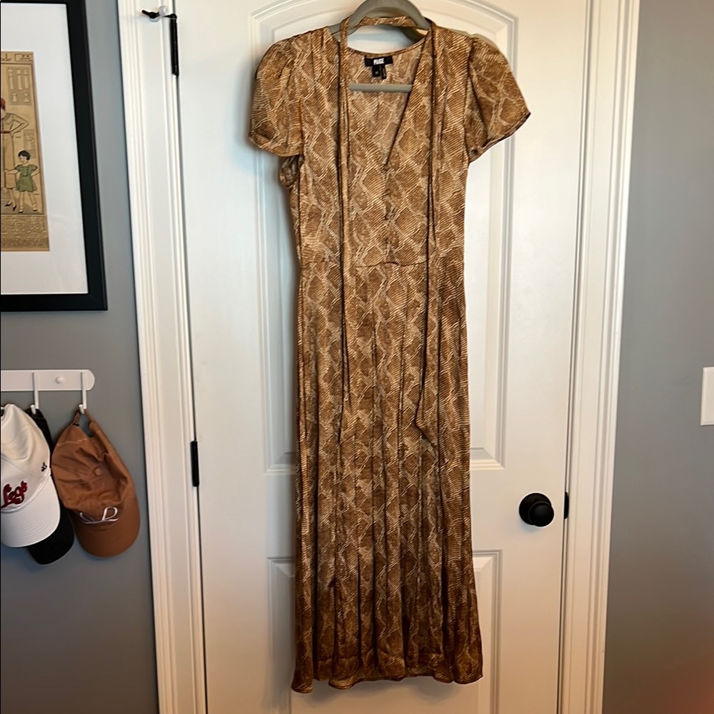 PAIGE Brown Tan Maxi Sundress with Flutter Cap Sleeves